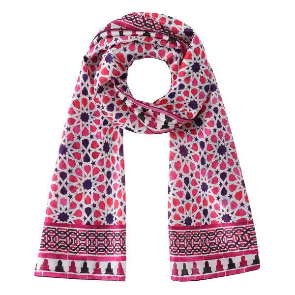 Pañuelo Seda Partal Rosa - Pañuelos Habotai Arte Islámico 180x65 | Mayoristas Munira