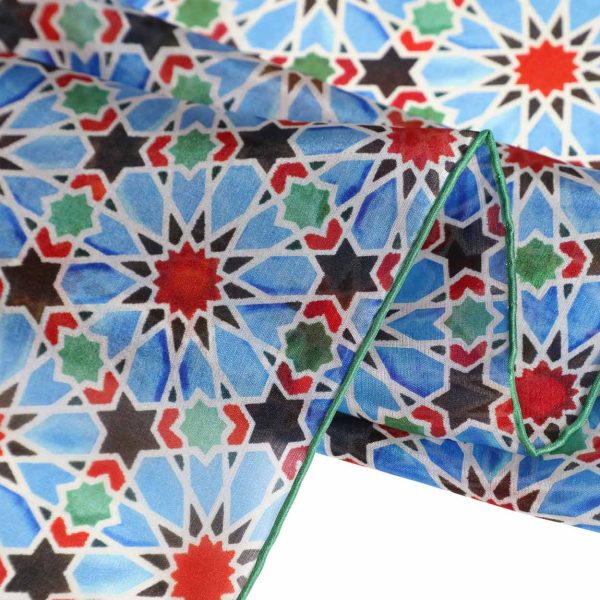 Pañuelo Seda Zellige Azul - Imagen 5