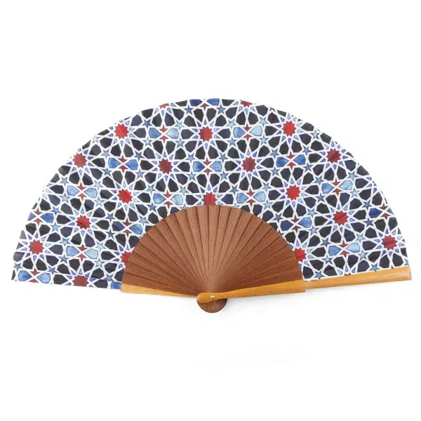 Abanico de Seda Fátima Azul - Abanicos 23 cm Seda | Mayoristas Munira