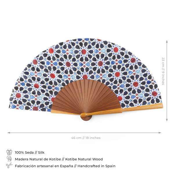 Abanico de Seda Fátima Azul - Imagen 3
