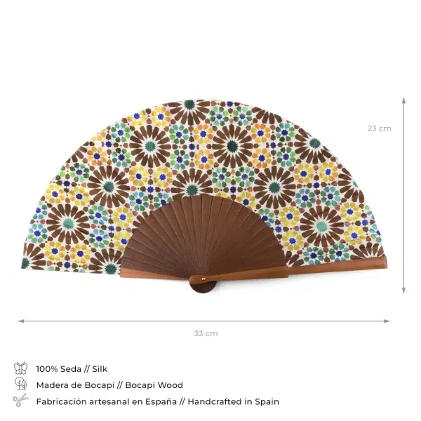 Abanico de Seda Garnata Marrón - Imagen 3