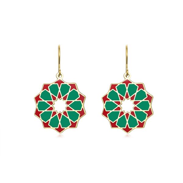 Pendientes Siraj Verde - Rojo - Pendientes | Mayoristas Munira
