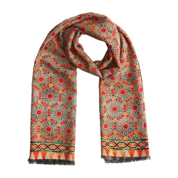 Pañuelo Seda y Lana Zellige Naranja - Pañuelos Seda y Lana | Mayoristas Munira