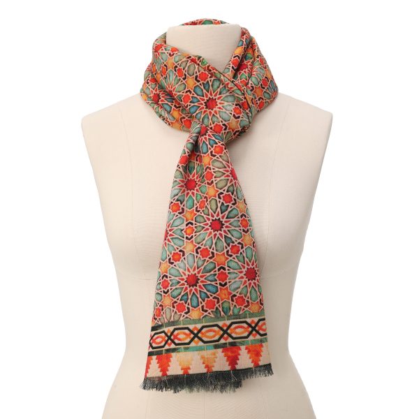 Pañuelo Seda y Lana Zellige Naranja - Imagen 2