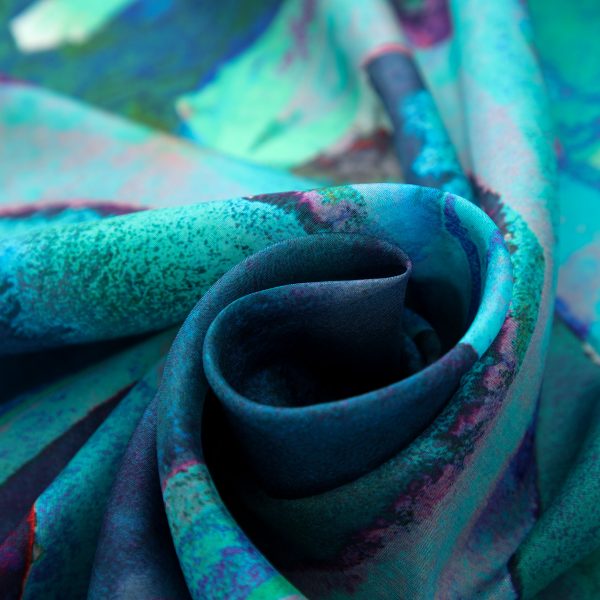 Pañuelo Seda Rosas Verdes - Imagen 3