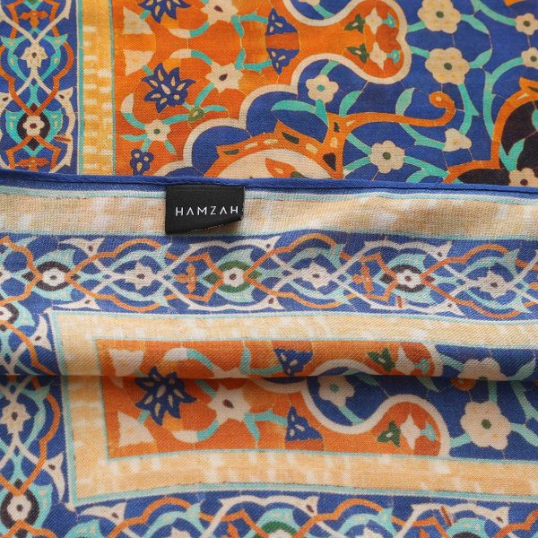Estampado del Pañuelo Modal itr con etiqueta interior Hamzah Modal y cenefa decorativa