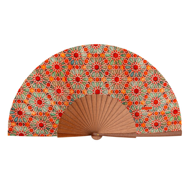 Zellige Orange Silk Hand Fan