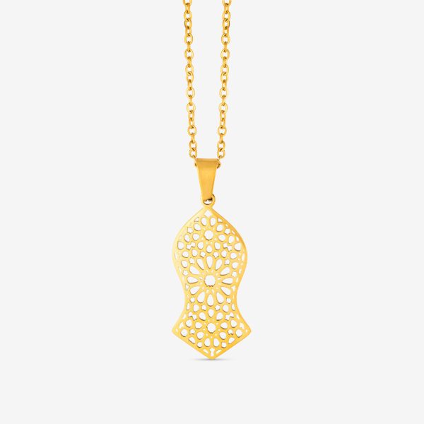 Colgante Nalayn Oro con silueta calada y celosía de rosetas de inspiración andalusí