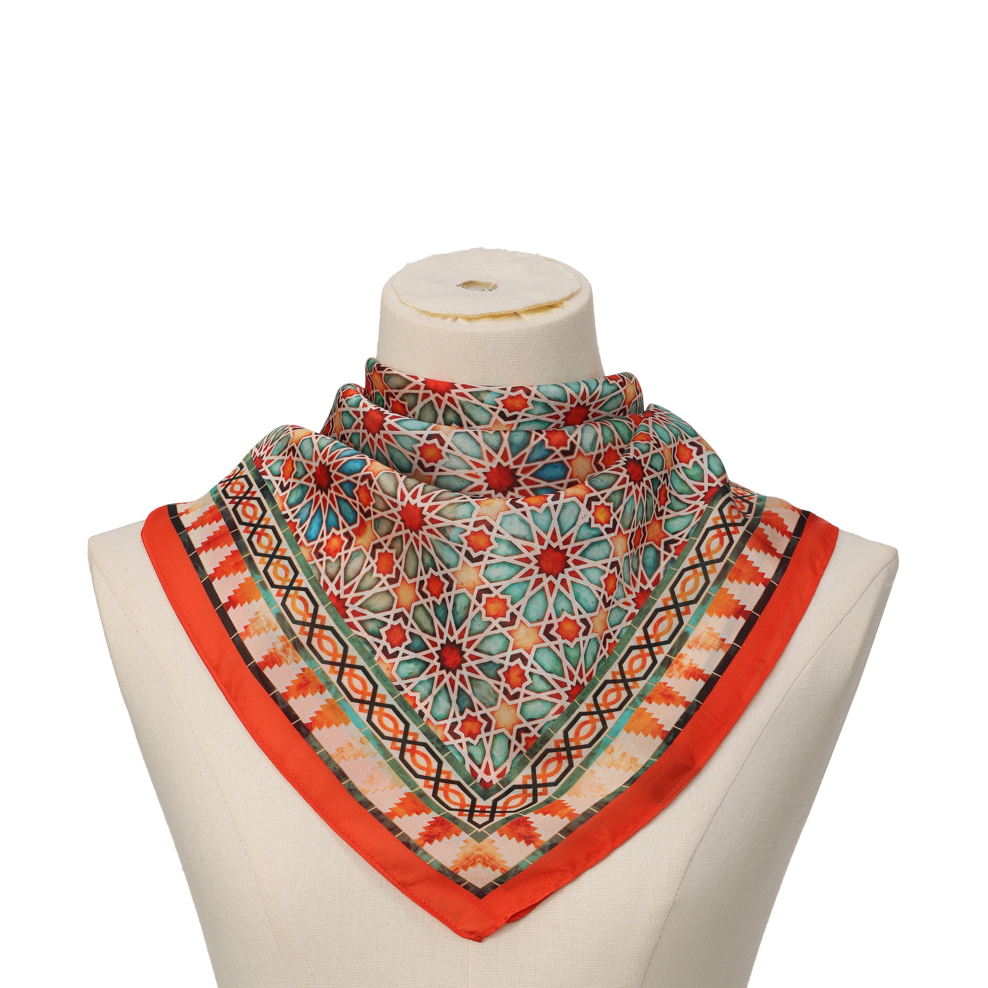 Pañuelo Zellige Naranja, Poly Satin, 70 x 70 cm