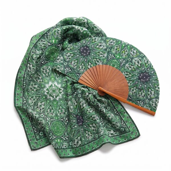 Conjunto de pañuelo y abanico Turkish Verde al por mayor