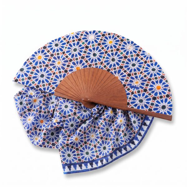 Conjunto de pañuelo y abanico Zellige Azul al por mayor