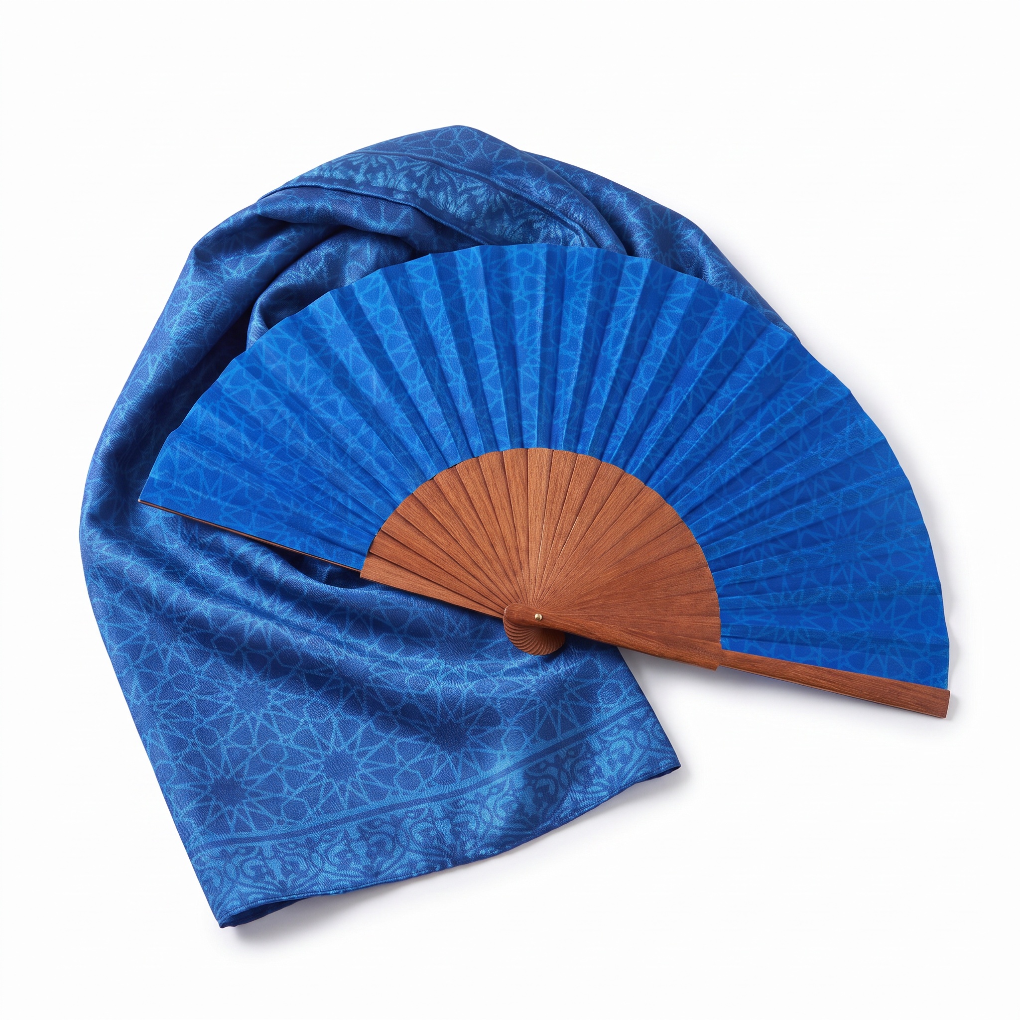 Conjunto de pañuelo y abanico Dalila Azul al por mayor
